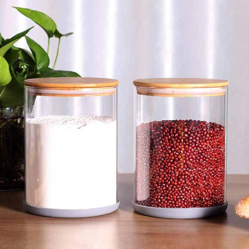 romeidata Large Glass Food Storage Jar, Glass Flour Canister With